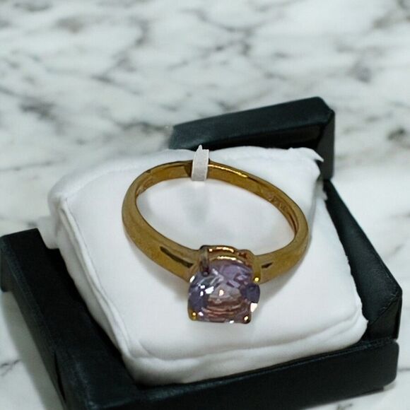 Victoria Townsend 18K Gold Vermeil Faux Amethyst Ring (Size 6) Chic Trendy Style - Picture 10 of 12